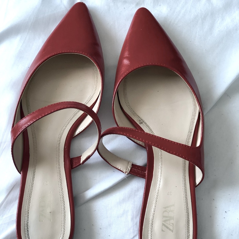 Zara Red Mule Flats
